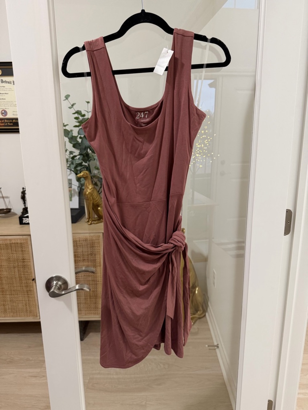 Maurices Dusty Rose Sleeveless Midi Dress with Side Knot